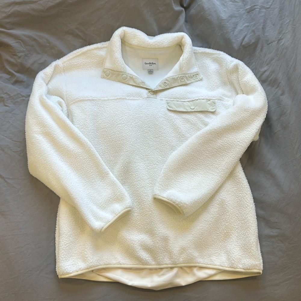Goodfellow & Co. White/Cream Fleece Quarter Button Jacket